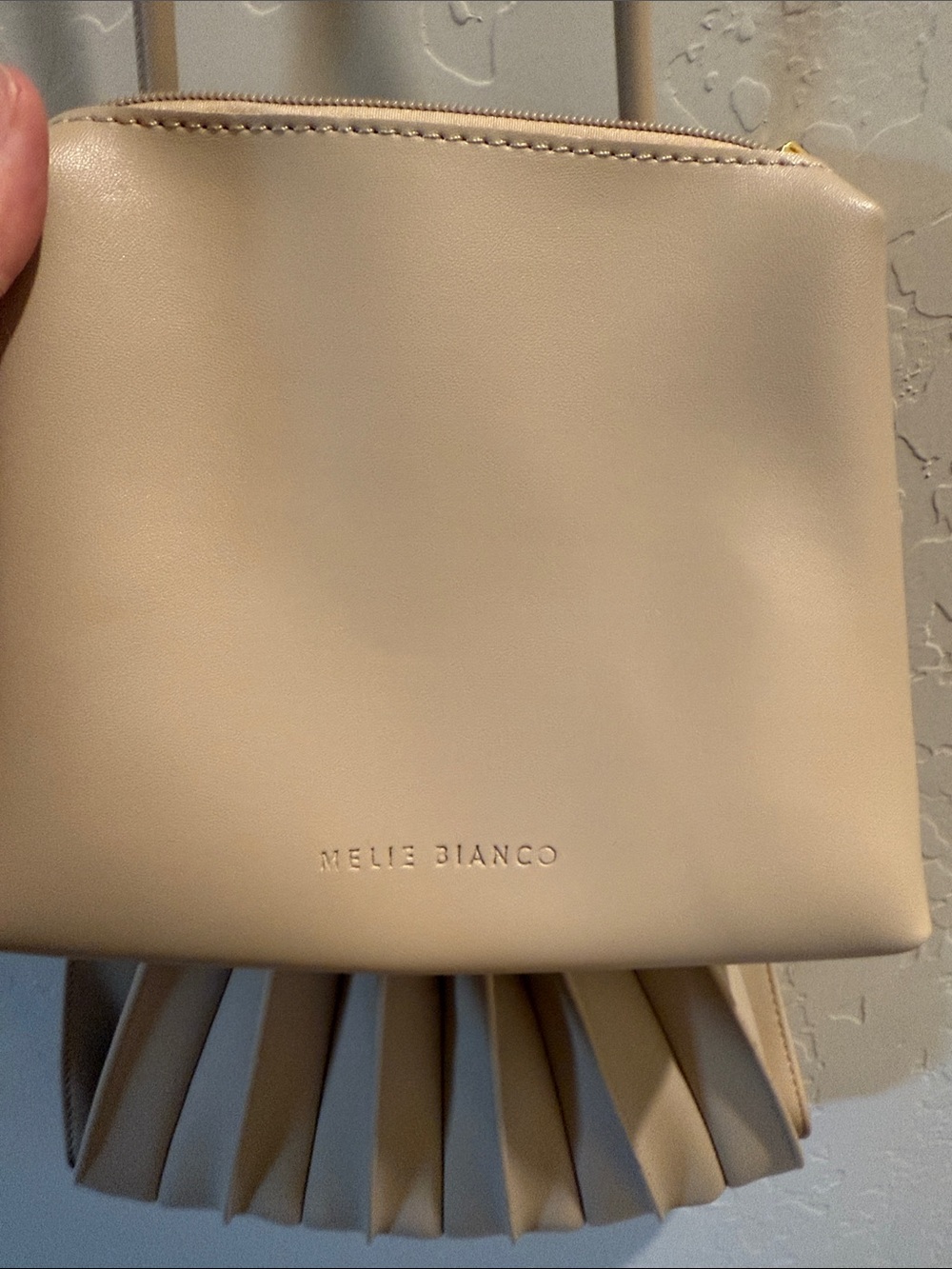 Melie Bianco Carrie Bone Pleated Vegan Leather Shoulder Bag - Picture 6 of 10
